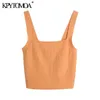 KPYTOMOA Kvinnor Mode med breda band Beskurna Stickade Tank Toppar Vintage Square Collar Backless Kvinna Camis Mujer 210616