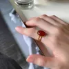 Amaiyllis-Anillo de ágata roja minimalista de Plata de Ley 925, anillos abiertos de oro de 18K, joyería de estilo francés Celi para regalo femenino