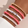 Charm Bracelets 5 Pcs Multicolor Beaded Stackable Strench Adjustable Sets Summer Beach Friendship Bohemian Jewelry For Women Love