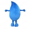 Costume della mascotte della goccia d'acqua blu di Halloween Alta qualità personalizza il personaggio del tema del fumetto della peluche del fumetto Formato adulto Carnevale di Natale in maschera