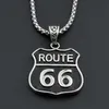 Collier avec pendentif en acier inoxydable pour hommes et femmes, motard camionneur Route 66, cadeau 246d4965326