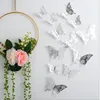 Autocollants muraux papillon ajouré 3D, 12 pièces/pièce, pour bureau, maison, chambres de garçons et de filles, décoration de fête d'anniversaire et de mariage