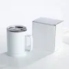 12 oz sublimeringsämnen kaffemuggar med handtagslock Tomma termoöverföringsglas i rostfritt stål drickskopp CYZ3222 270 st