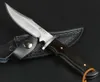 Nuevo pequeño cuchillo de caza recto de supervivencia Ourdoor 440C Satin Bowie Blade Full Tang Ebony Handle Cuchillas fijas Cuchillos con funda de cuero