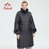 Astrid Winter Women's Coat Kvinnor Lång Varm Parka Plaid Jacka med kaninpäls Hood Stora Storlekar Kvinnakläder FR-2040 210819