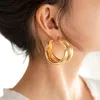 Hoop Huggie -Persönlichkeit 45 mm Big Gold Hoops Ohrringe Minimalist Dicker runder Kreis für Frauen Golden trendy Party Geschenk HipHop RO2312726