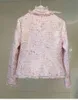 est Fashion Designer Runway femmes sans manches diamants arc frange gland tweed mignon rose robe de réservoir courte 210416