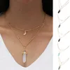 Pendant Necklaces Adjustable Length Eco-Friendly Women Crescent Moon Stone Jewelry Necklace For Banquet Party Club