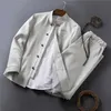 Мужские костюмы наборы китайских тунических костюмов стойки воротник классические мужские повседневные блюд блюд дизайн бизнес формальный мужской хлопок костюм 4xl x0909