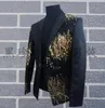 Abiti da uomo Disegni Paillette Homme Terno Costumi di scena per cantanti Blazer con paillettes Abiti da ballo Giacca Abito Punk Nero Rosso Blazer da uomo