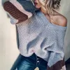 Donna Autunno Inverno Casual scollo a V a righe maglione patchwork manica a pipistrello allentato maglione lavorato a maglia vintage pullover oversize 210518
