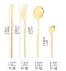24 peças talheres de ouro de luxo talheres de aço inoxidável faca garfo colher de café conjunto de talheres 227L