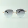Exquisite classic endless diamond sunglasses 3524027, natural mixed buffalo horn temples glasses, size: 18-140 mm