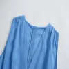 ZA Mavi Rustik Kısa Tulum Kadınlar Vintage Kolsuz Pileli Yaz Tulum Moda Geri Zip Casual Kadın Tulum 210602