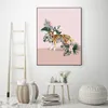 Pinturas Decoração de Casa Impressão de Lona Pintura Jungle Tigre Chita Arte Rosa Animal animal Leopardimagem Modular Nordic Poster para sala de estar