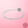 Pulseira 925 Sterling Silver Bracelet Snowflake Heart Zircon Clasp Femme Snake Chain Bracelets & Bangles Women Jewelry