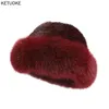 Beanieskull Caps Soft Faux Fur Hats for winter Luxury Warm Knitファッション女性ミンク