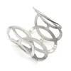 Couya Punk Style Silver Color Openwork Blommor Armband för Kvinnor Mode Smycken Rostfritt Stål Geometrisk Manschettkropp q0717