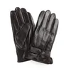 Fashion Breathable Lambskin Gloves High Quality Men's Velvet Lined Real Leather Buckled Driving Winter for Male Mitten