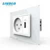 Livolo Israel 16A Toma de corriente de pared con 2.1 un cargador USB, panel de cristal 211007