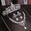 Halsband ￶rh￤ngen set lyx silverpl￤terad kristall brud strass tiaras krona br￶llop afrikanska p￤rlor