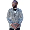 White Black Striped Customized Wedding Tuxedos Slim Fit Double Breasted Jacket Suits Business Party Prom Blazer Only One Piece