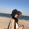 Sun Hat Womens Verão Anti-UV Floppy Beach Lado Lado Chapéu Algodão Moda Palha Chapéus