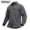 TACVASEN Men's Military Clothing Lightweight Army Shirt Quick Dry Tactical Summer Removable Long Sleeve Work Hunt s 220312