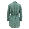 Foridol abito verde vintage a pois a pois donna manica lunga autunno inverno abito camicia con bottoni bowknot abito corto casual 210415
