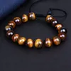 Beaded Strands 10mm Tiger Eye Stone Pärlor Armband Justerbart flätade rep Bangles Men Yoga Healing Balance Charm Armband Stretch Smycken