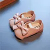 Barnskor Spring Pu Leather Pink White Black Bowknot Girls Princess Shoes Childrens Girls Dance Show Shoes