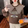 Women's Hoodies & Sweatshirts ZOSOL The Korean Plaid Doll Collar Letter Print Shows Thin And Age Reducing Fashion Sweater
