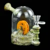 Bang en verre narguilé Pipes 4.8 '' Waterwheel pipe à eau silicone bongs Dab Rig avec impression