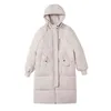 Koreansk Casual Mid-Length Down Padded Jacket Women's Long Section Over The Knee Loose And Tight Fashion Bread Jacket 211221