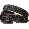 Design Western Bling Diamond Men Belts Clear Crystal Rhinestone Studded Gold Leather Belt Cinto de Strass2365150