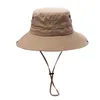 Mannen Fisherman Hat Outdoor Vissen Basin Caps Zonnebrandcrème UV Ademend Sunshade Hoeden Lente Zomer Wide Brim Cap HHC7579