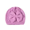 Arc tricot chapeaux pour filles automne hiver doux couleur unie chaud rond haut torsion bonnets chapeau enfant Bonnet casquette