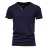Camisetas de verano Camiseta de algodón de calidad para hombre Diseño de color sólido con cuello en v Casual Classic Men's Clothing T-shirt B0940 210518