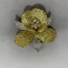 Broche de orquídea mista de cor amarela e branca, pinos de cobre com zircônia cúbica, joias femininas da moda de alta qualidade