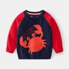 Kids Sweater Boys Knitted Pullover 2021 Autumn Winter Children Clothing Cartoon Fashion Crab Cotton Toddler Baby Sweaters 2T-7T Y1024
