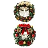 Decoratieve bloemen kransen grenen kerst krans garland met bowknot klokken bessen bloem voor partij decor voordeur opknoping