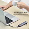 Acessórios de notebook FK-C0603 Hub USB-C 6 em 1 Tipo C Para RJ45 compatível com a estação de encaixe USB 3.0 PD Adaptador