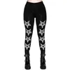 Kadın Pantolon Gotik Bodycon Kalem Yaz Siyah Punk Tarzı Streetwear Yüksek Bel Beş Sırsır Yıldız Baskı Tayt Moda 211221