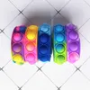 Empuje la burbuja Pulseras de silicona Descompresión Fidget Pop Dedo Juguetes Pulsera Rompecabezas Prensa Estrés Muñequera Sensorial Tie-dyed Snap Ring Venta