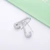 Moonmory France 100% 925 Sterling Silver Safety Pin Earring Three Color Style One Side Zircon Right Left 210616