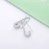 Moonmory France 100% 925 Sterling Silver Safety Pin Earring Three Color Style One Side Zircon Höger vänster 2024