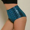 Women's Pole Dance Booty Shorts Taille Candy Kleur Lakleer Sexy Clubwear Micro Vis Schaal Perlage Mini Korte Mujer