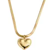 Titanium Steel Classic Love Heart Necklace For Women Gold Color Polished snake chain Famous Pendant Anniversary Gifts