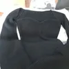 DEAT Frühling sexy stilvolle sqaure kragen volle ärmel stricken pullover dünnes T-shirt weibliche top WK08001L 220307