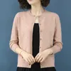 Vårkvinnor stickade cardigan tröja casual singel breasted coat kvinnlig tunn jacka elegant rosa gul 211018